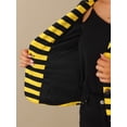 thumbnail image 5 of Blazer a rayas con cierre de botón y bolsillo con solapa con muesca para mujer Amarillo Negro M, 5 of 5