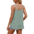 thumbnail image 3 of Gustave Women's Tank Tops Eyelet Embroidery Spaghetti Strap Shirts Scoop Neck Sleeveless T-Shirt Summer Casual Flowy Cami Blouse Loose Fit "Green, XL", 3 of 6