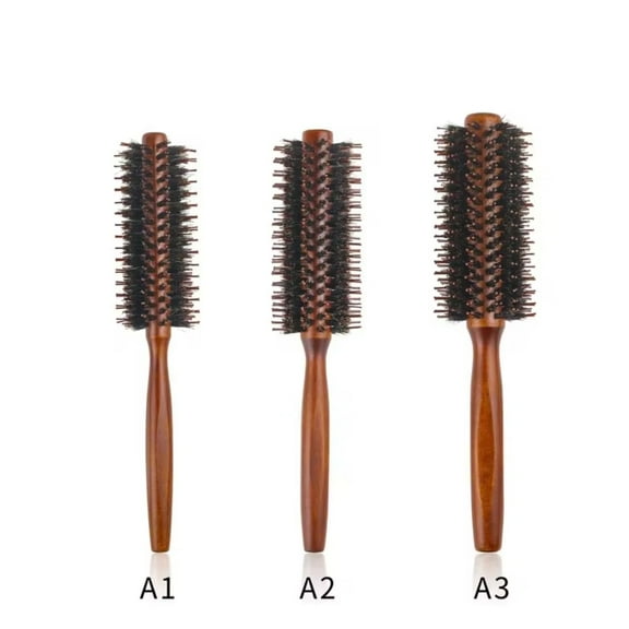 3 Sizes/1set Anti Static wood Boar Bristle Hair Round Brush Hairdresser Styling Tools Teasing Brush For Hair Curly Comb Hair Brus(A1 A2 A3)