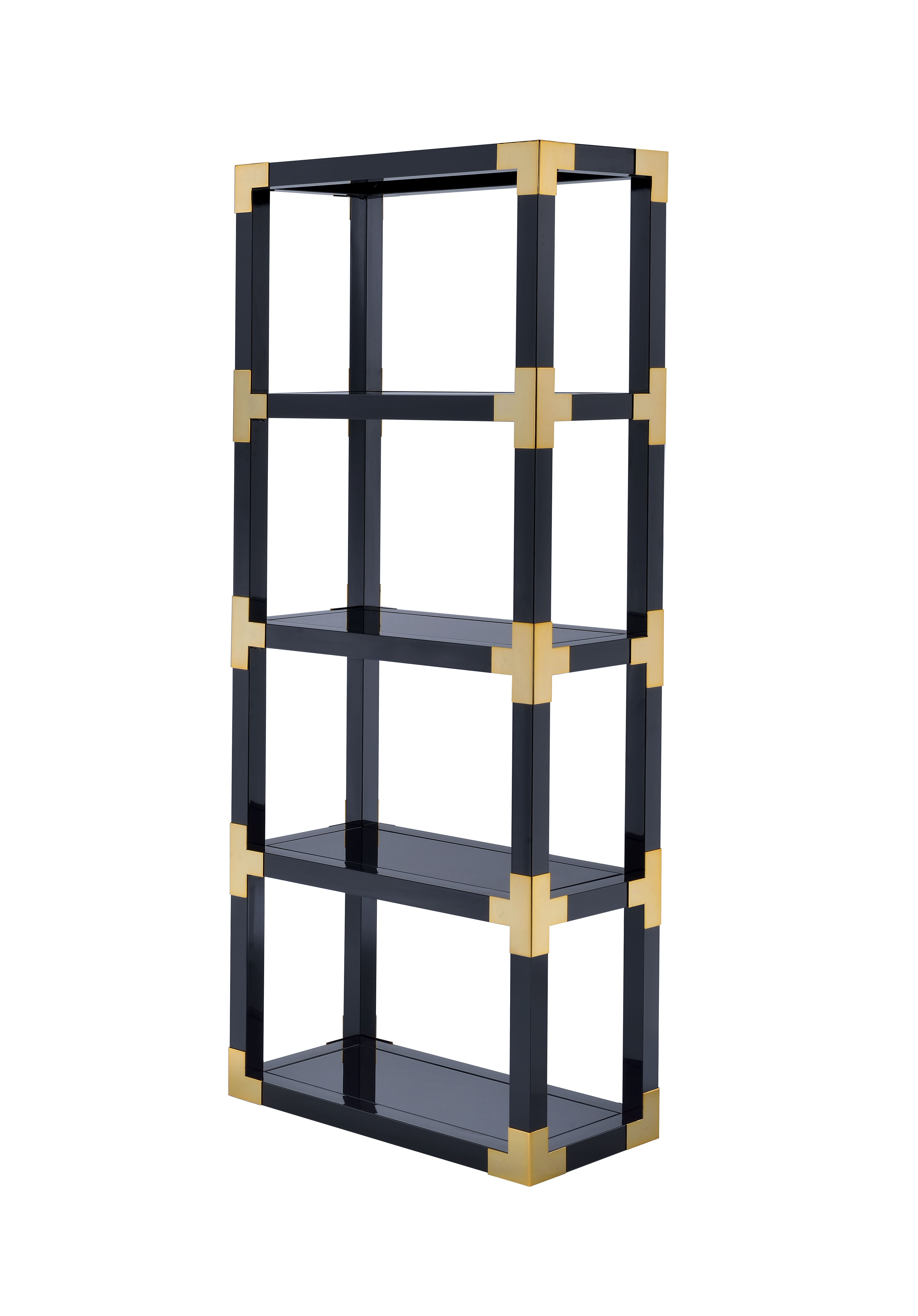 Acme Furniture Lafty Bookshelf, Gold & Black High Gloss, Black Mirror