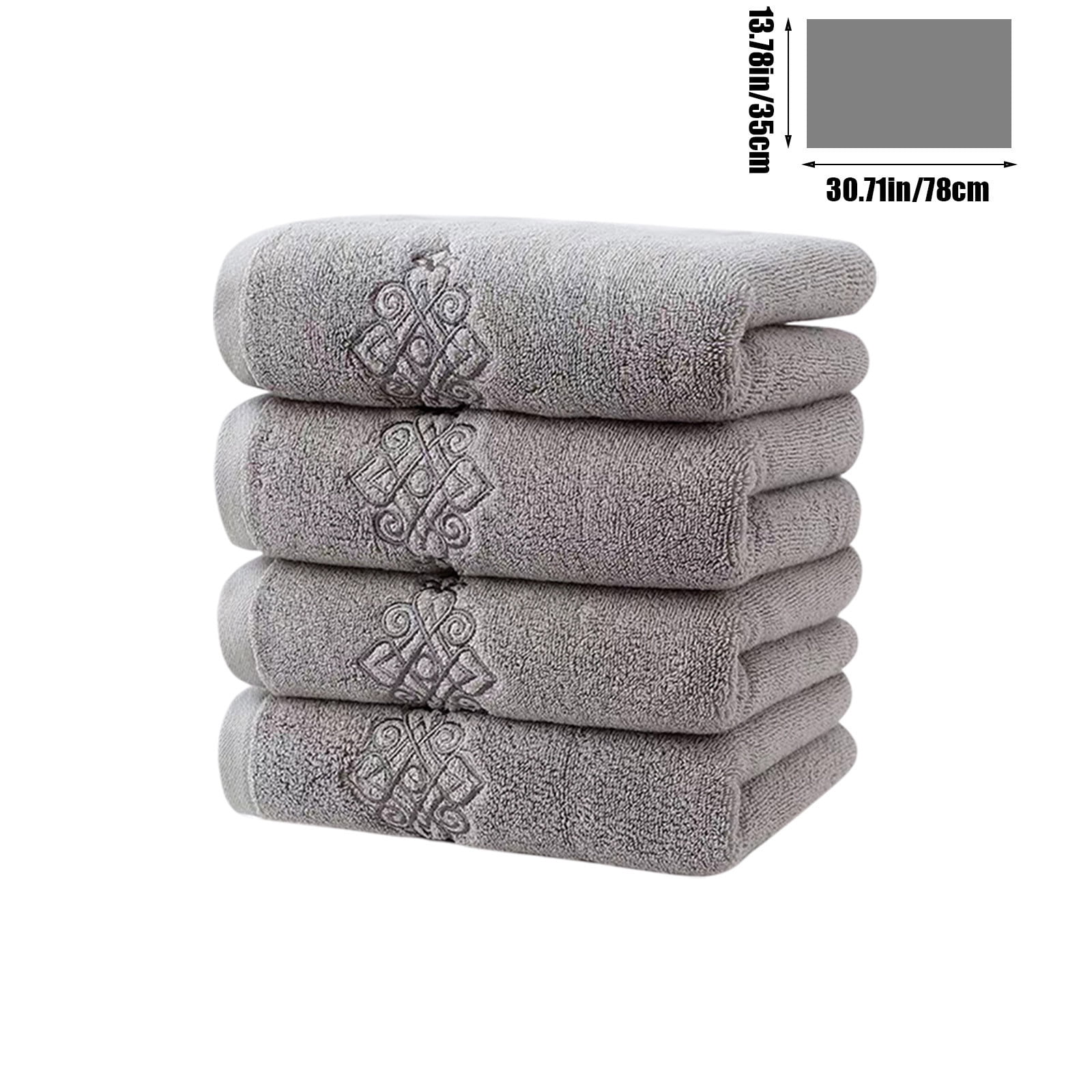 Hand Towel Set of 4 Super Thick Luxury Cotton Soft Highly Absorbent Embroidered Hand Towels for Bathroom Decorative Hotel Quality (14 x 31 in,Gray)