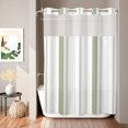 thumbnail image 2 of No Hook Shower Curtain, Sage Green Striped Shower Curtains for Bathroom with See Through Top Window, Modern Minimalist Lines Art Waterproof & Washable Bath Curtain Stall 48"x72", 2 of 9