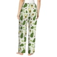 thumbnail image 3 of Uemuo Green Avocado Pattern Women's Wide Leg Palazzo Lounge Pants with Pockets Light Weight Loose Comfy Casual Pajama Pants-X-Large, 3 of 9