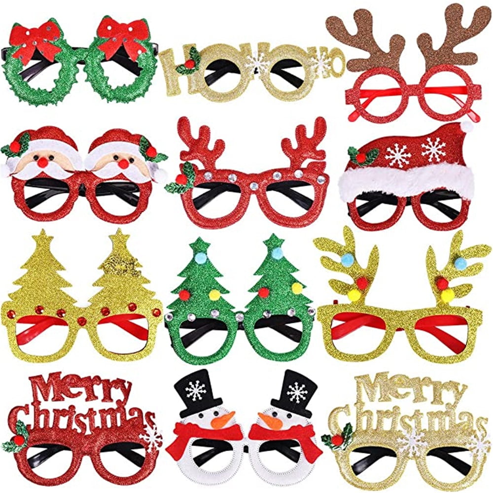 Kepooman 16 PCS Cute Holiday Glasses Frames Holiday Glasses for Annual Holiday and Seasons Themes, Party, Dinner, Photos Booth