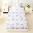 thumbnail image 4 of spefrowx Kawaii Blue Jellyfish Twin Sheets for Girls, Pink Watercolor Bow Ribbon Bedding, 3pcs, 1 Flat Sheet, 1 Fitted Sheet and 1 Pillowcase, 4 of 6