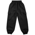 thumbnail image 3 of YONGHS Girls Sport Cargo Pants Baggy Trousers with Pockets Kids Jogger Sweatpants Y2K Streetwear Black 5-6, 3 of 7