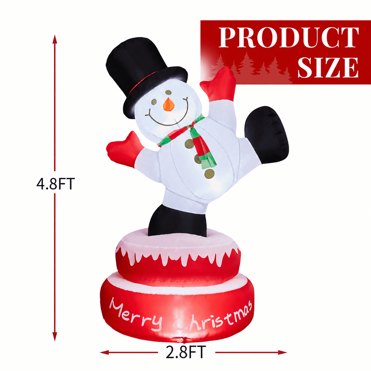 Alvantor 4.8 ft Animated Christmas Inflatable Snowman with Rotating Motor and 3 LED Lights, Multicolor