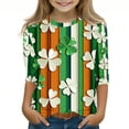 thumbnail image 4 of SDNall Cute Long Sleeve Tops For Kids, Medium To Large Size Casual Round Neck Pullover, Saint Patrick Print Solid Color Tee, 4 of 5