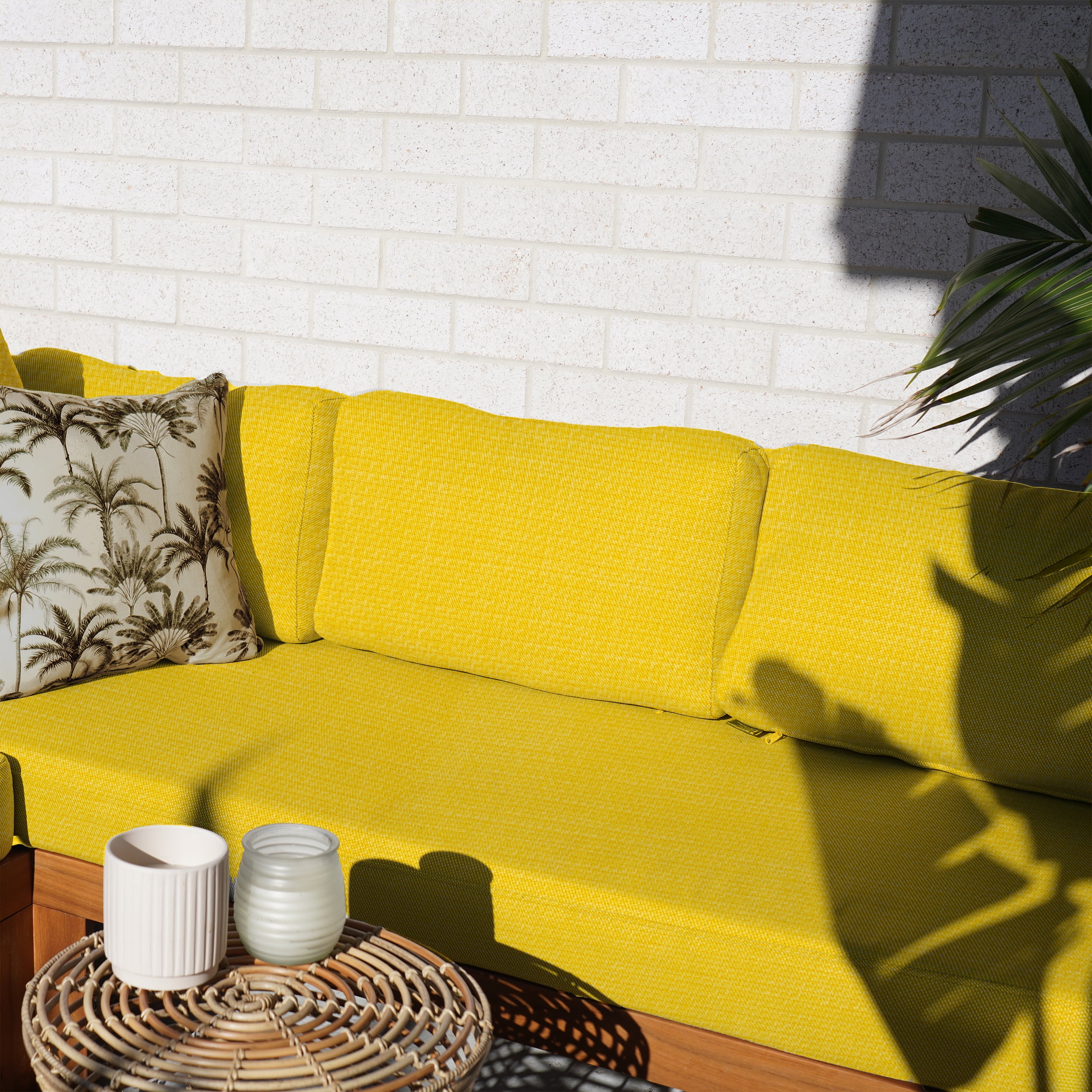Waverly Inspirations, Home Decor, 100% Polyester, Water/Stain Resistant, Indoor/Outdoor Fabric - Solid Textured Width 54 Inch, Mimosa, 2 Yard