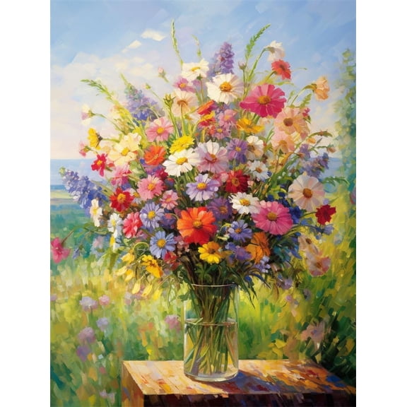 Printed Cross Stitch Kits For Adults Beautiful Bouquet Diy 11 Ct Embroidery Sewing Starter Kit Stamped Needlework Home Decor (Stamped)