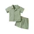 thumbnail image 4 of Hotiary 1-5T Toddler Baby Boys 2 Pieces Cotton Linen Set Short Sleeve Button Down Shirt and Shorts Set Summer Outfits, 4 of 8