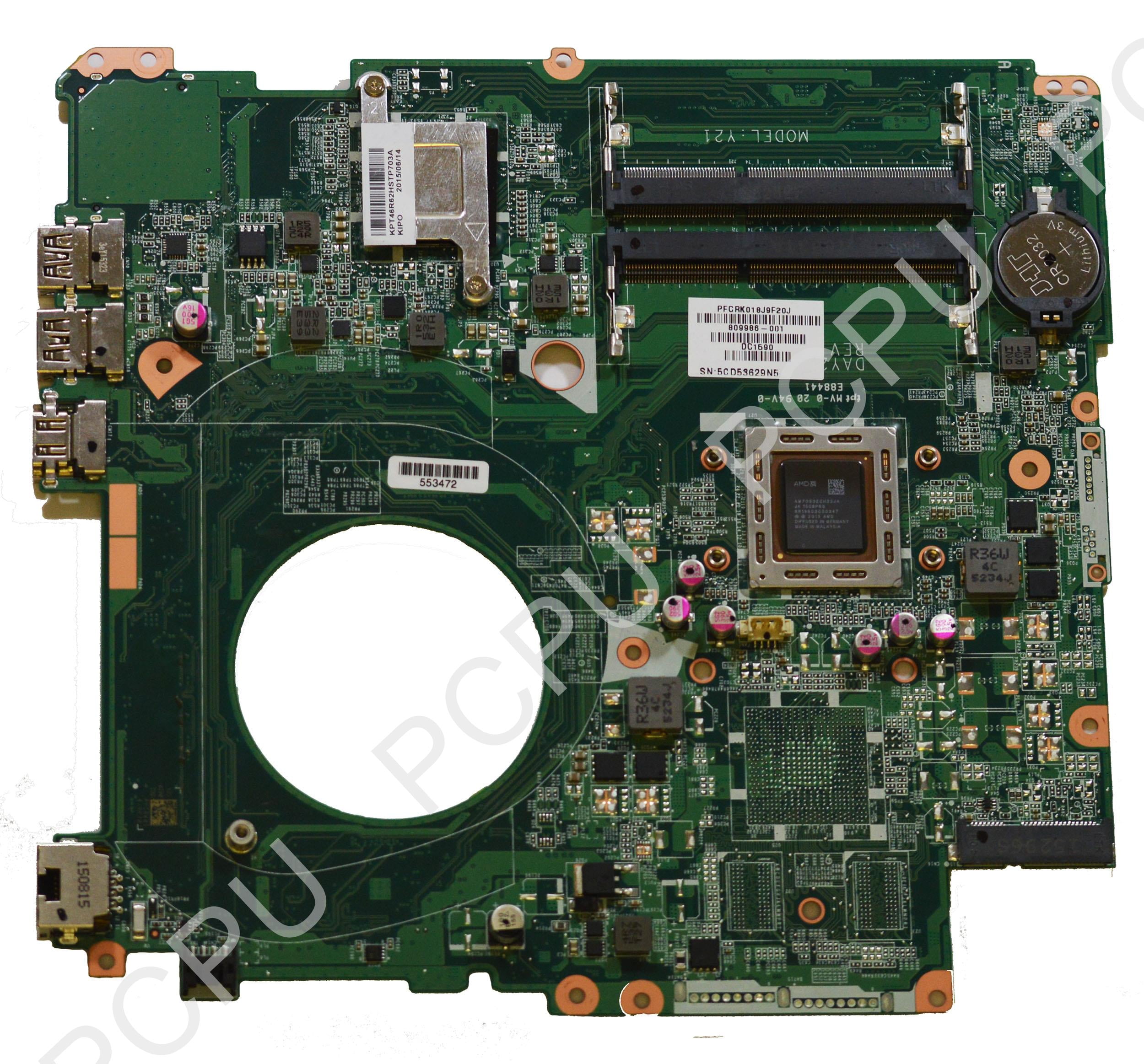 809986001 HP Pavilion 17P Laptop Motherboard w/ AMD A87050 1.8Ghz