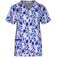 thumbnail image 1 of Minty Mint, Women's, Printed V-Neck Medical Scrub Top with Stretch Side Panels, Light Blue, XS, 1 of 3