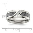 thumbnail image 2 of Stainless Steel Polsihed With Gray Carbon Fiber Inlay and Cubic Zirconia 8mm Band Size 7 Ring for Women and Men, 2 of 2