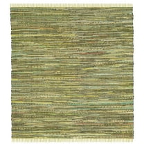SAFAVIEH Rag Candis Striped Cotton Area Rug, Light Green/Multi, 6' x 6' Square