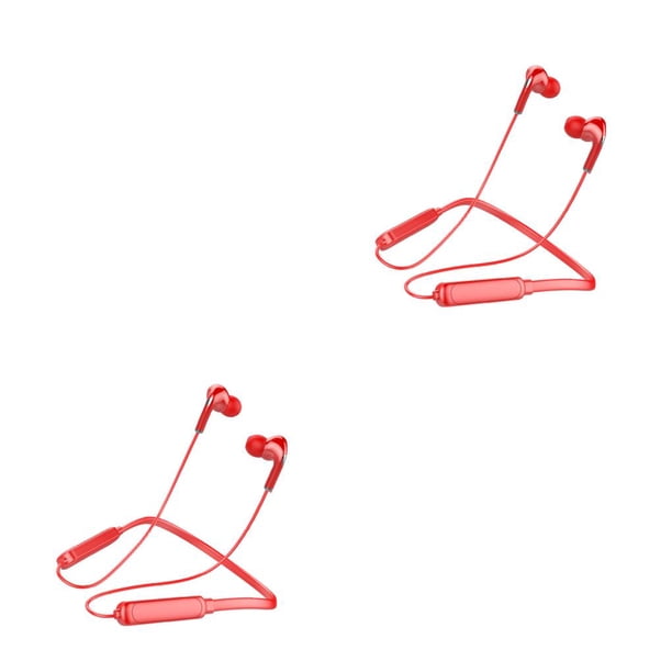 Monstrate Auriculares colgantes para el cuello Auriculares inalámbricos Collar flexible Deportes a prueba de agua Correr Auriculares con Rojo 2Conjunto
