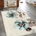 thumbnail image 3 of Blue Green Floral Large Area Rugs for Bedroom Living Room, Soft Non Slip Carpet Bedside Rug, Spring Summer Mallow Flowers Retro Rectangular Floor Cover Kitchen Accent Rug 3'x5' for Dining Room/Office, 3 of 9