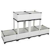 Zimtown Planting Boxes for Garden, 6Pcs Free Splicing Injection Planting Box White