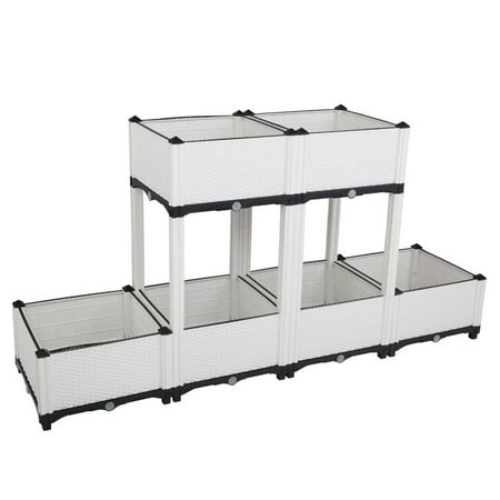 Zimtown Planting Boxes for Garden, 6Pcs Free Splicing Injection Planting Box White