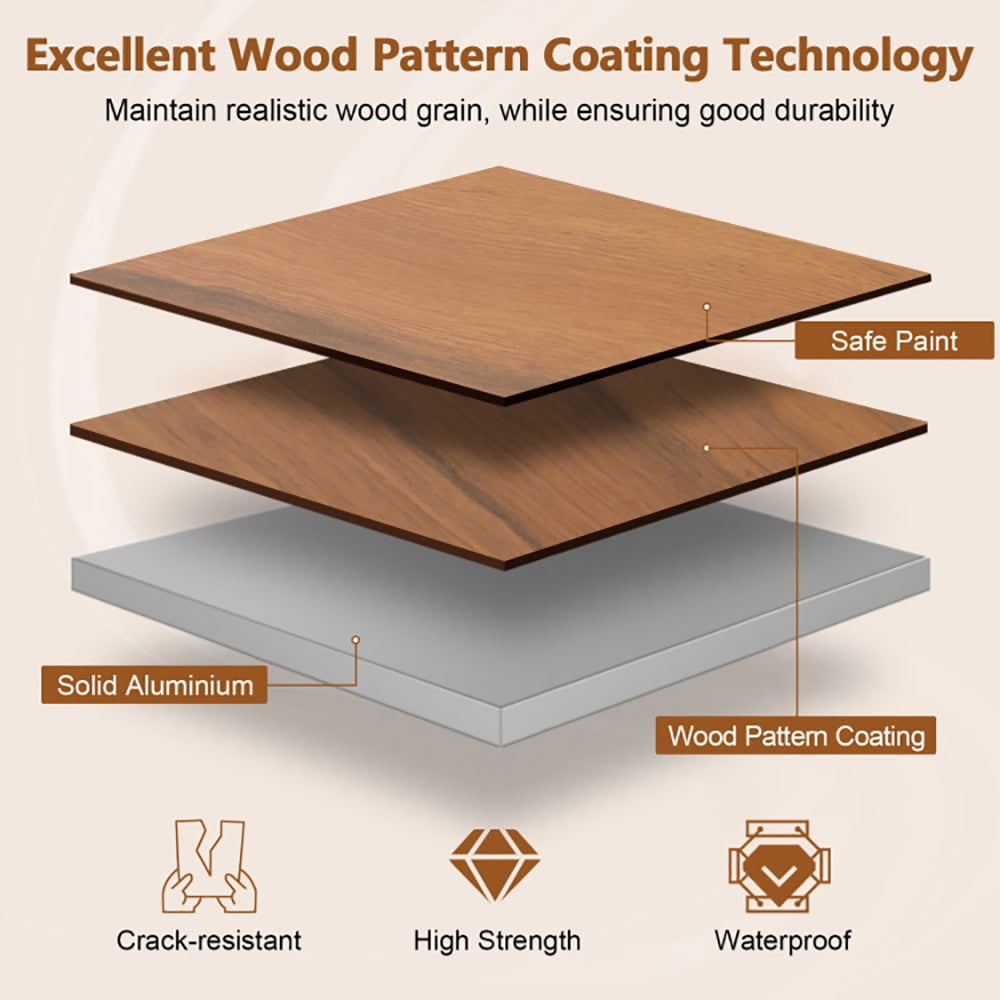 Aimee Lii Folding Lightweight Aluminum Camping Table with Wood Grain, Camp Tables PorTable Foldable-M