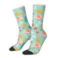 thumbnail image 2 of Uemuo Elephant and Flowers Pattern Women's Crew Socks, Soft Durable Breathable Moisture-Wicking with Odor Control Cotton socks, 2 of 9