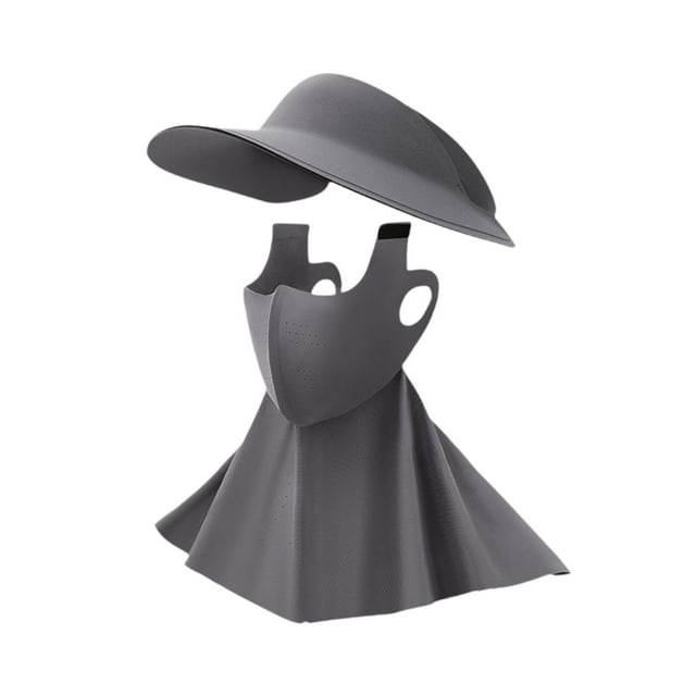 Cubierta de cara de sombrero de cubierta de verano Protección solar Mujeres transpirables para jardinería Trabajo de senderismo Peurbing Sports al Gris profundo