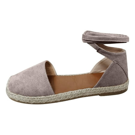 

Mzoazpie Summer Fashion Womens Casual Low Wedge Sandals for Women Shoes Flat Lace Up Woven Sandals Women Leisure Roman Sandals