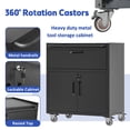 thumbnail image 3 of DKYNDSYN Metal Storage Cabinet with Wheels, Lockable Tool Cabinet with Adjustable Shelf, Rolling Garage Cabinet with 1 Drawer and 2 Doors, 29.5x16.5x34.6 inches, 500 lbs Capacity, Black, 3 of 7