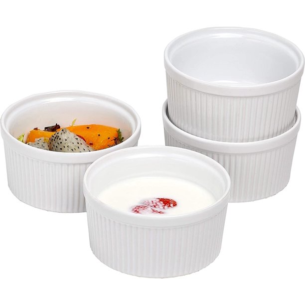 Bruntmor Ceramic 12 Oz. Set of 4 Souffle Dish Oven Safe Ramekins for