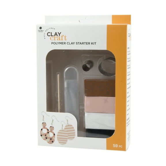 Blue Moon Beads Oven Bake Polymer Clay Starter Kit for DIY Jewelry Making, 59 Pieces-Unisex, Adult