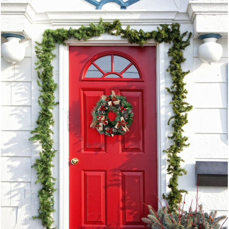 Christmas Wreaths for Front Door, Christmas Wreath Supplies for Windows  Outside, Holiday Christmas Teng Strip Venue Layout Props Wreath Ornaments  Door