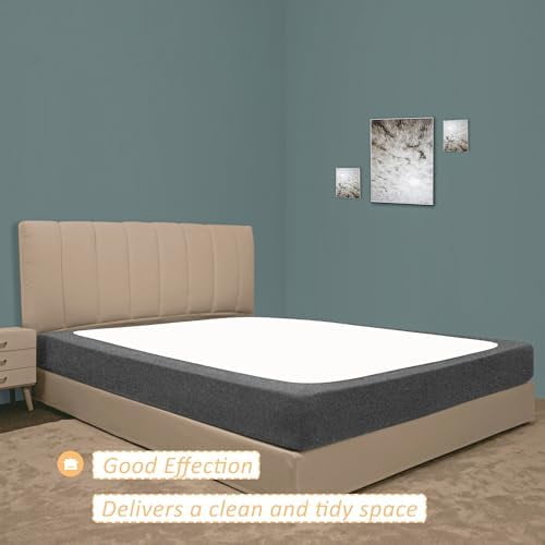 Stretch Jersey Box Spring Cover Wrap Around, Bed Skirt Alternative, Ultra Soft & Wrinkle Resistant, Twin/Twin XL, Heather Gray
