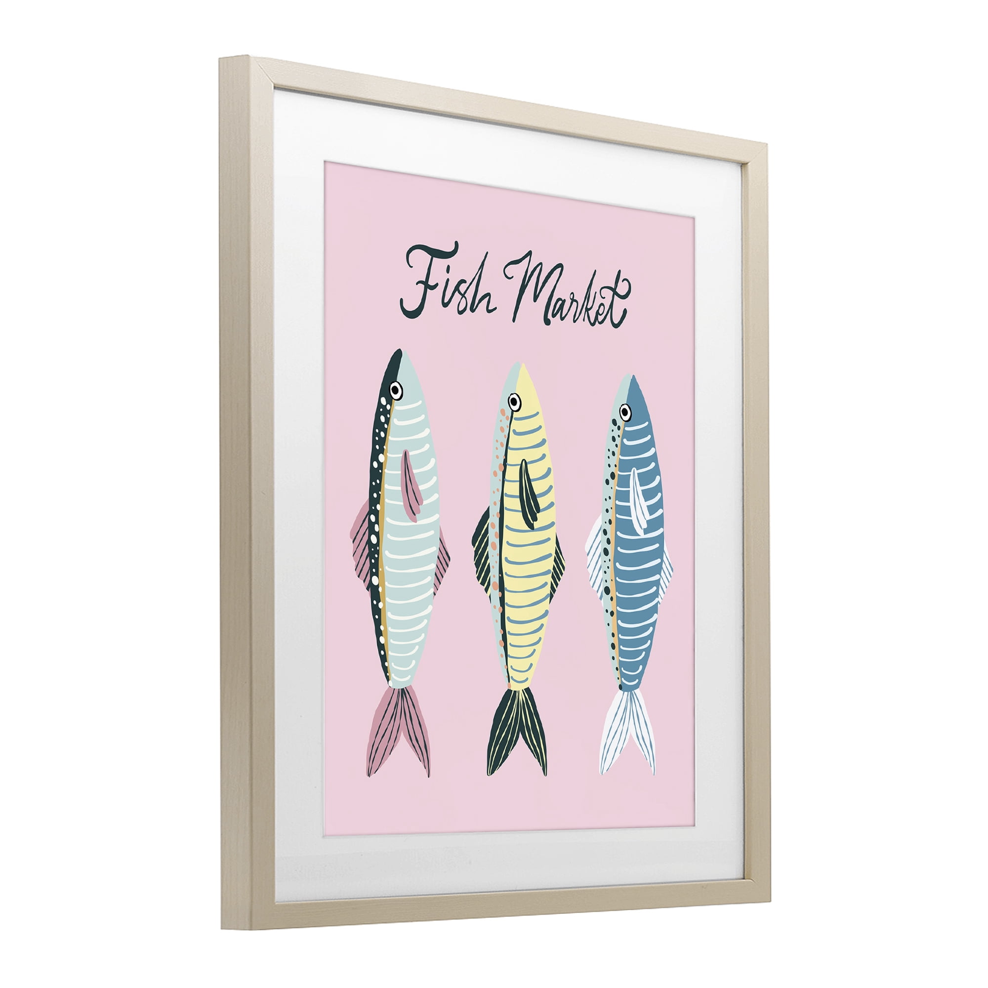 Stupell Industries Quirky Coastal Fish Market Birch Framed Print Under Glass, design by Hey Bre! Creative Studio