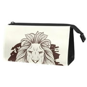 OWNTA King Lion_  1 Pattern Makeup Organizer Travel Pouch: Lightweight Microfiber Leather Cosmetic Bag