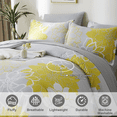 thumbnail image 5 of Flymme Full Size Comforter Sets 7 Piece Bed in a Bag Yellow Floral Printed on Gray Comforter Set with Sheets Botanical Complete Bedding Set for All Season, 5 of 8