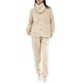 thumbnail image 1 of TJAZFJPA Ensemble de Pantalon 2 Pcs pour Femmes Grande Taille Femmes Col à Revers Rayé Flanelle Pantalon à Manches Longues Bouton Poche Ensemble Pyjama Robe Pantalon Ensembles Femmes Tenues 2 Pcs Formel Grande Taille, 1 of 3