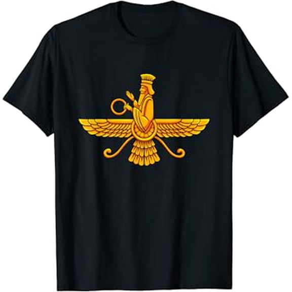 Hot Trending T-Shirt With Zoroastrianism Zarathustra Faravahar Ahura Mazda Iranian T-Shirt Design Preview Only