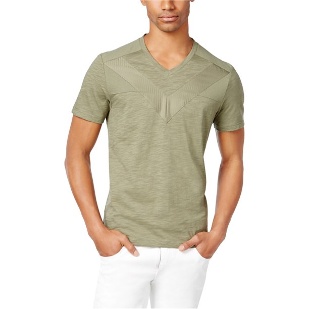 INC Playera básica con piezas para hombre, verde, XXL I-N-C Camiseta básica