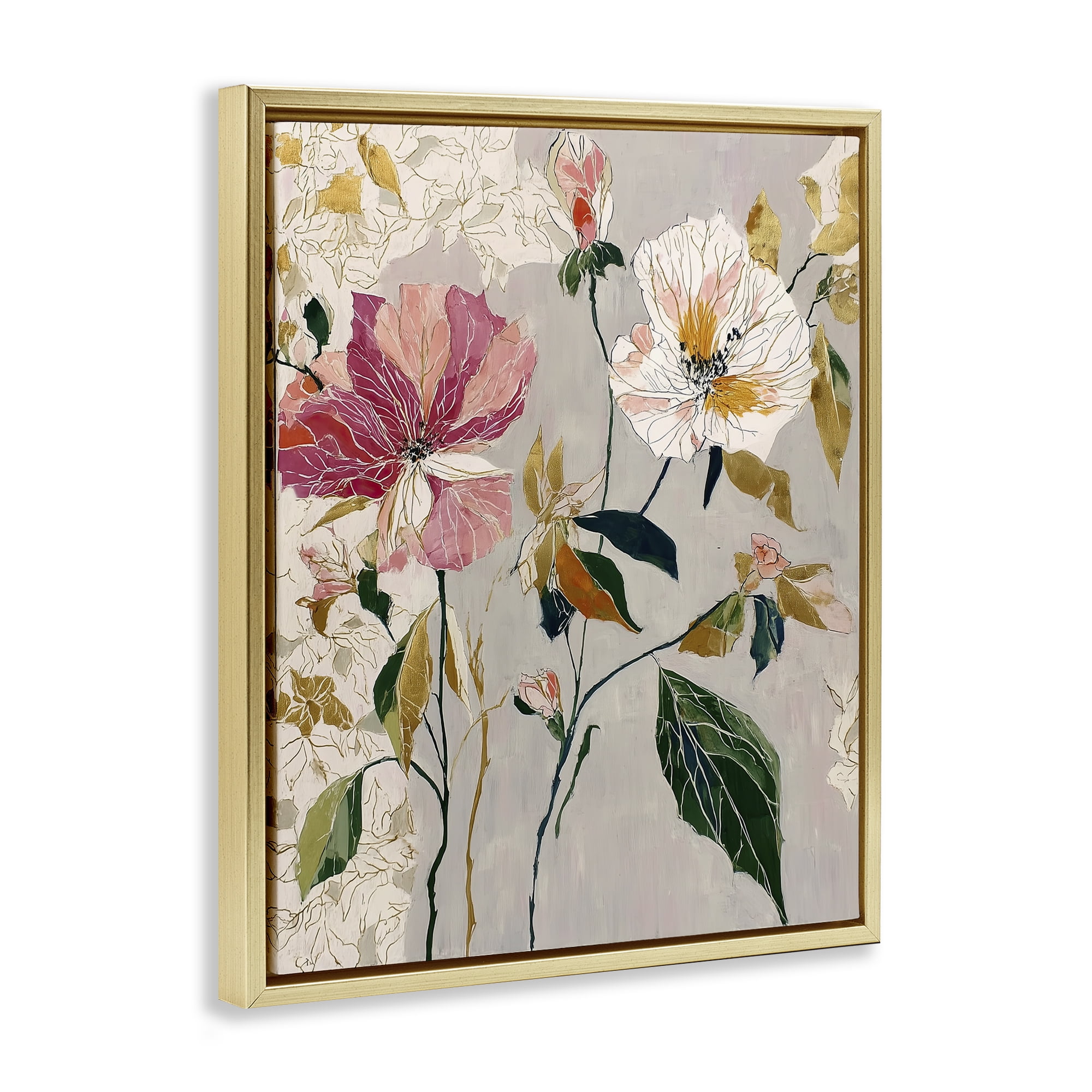 Playful Assumption Abstraction Gold Framed Floater Canvas Wall Art, design by Annabelle Hall