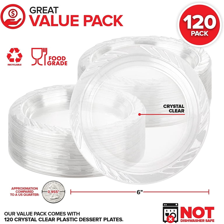 Stock Your Home 6-Inch Clear Plastic Dessert Plates, 120 Pack photo 7
