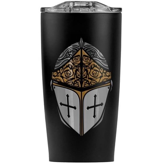 Knight Warrior Helmet Medieval Templar Stainless Steel 20 oz Travel Tumbler, Vacuum Insulated & Double Wall with Leakproof Sliding Lid | Great for Coffee/Hot Drinks and Cold Beverages