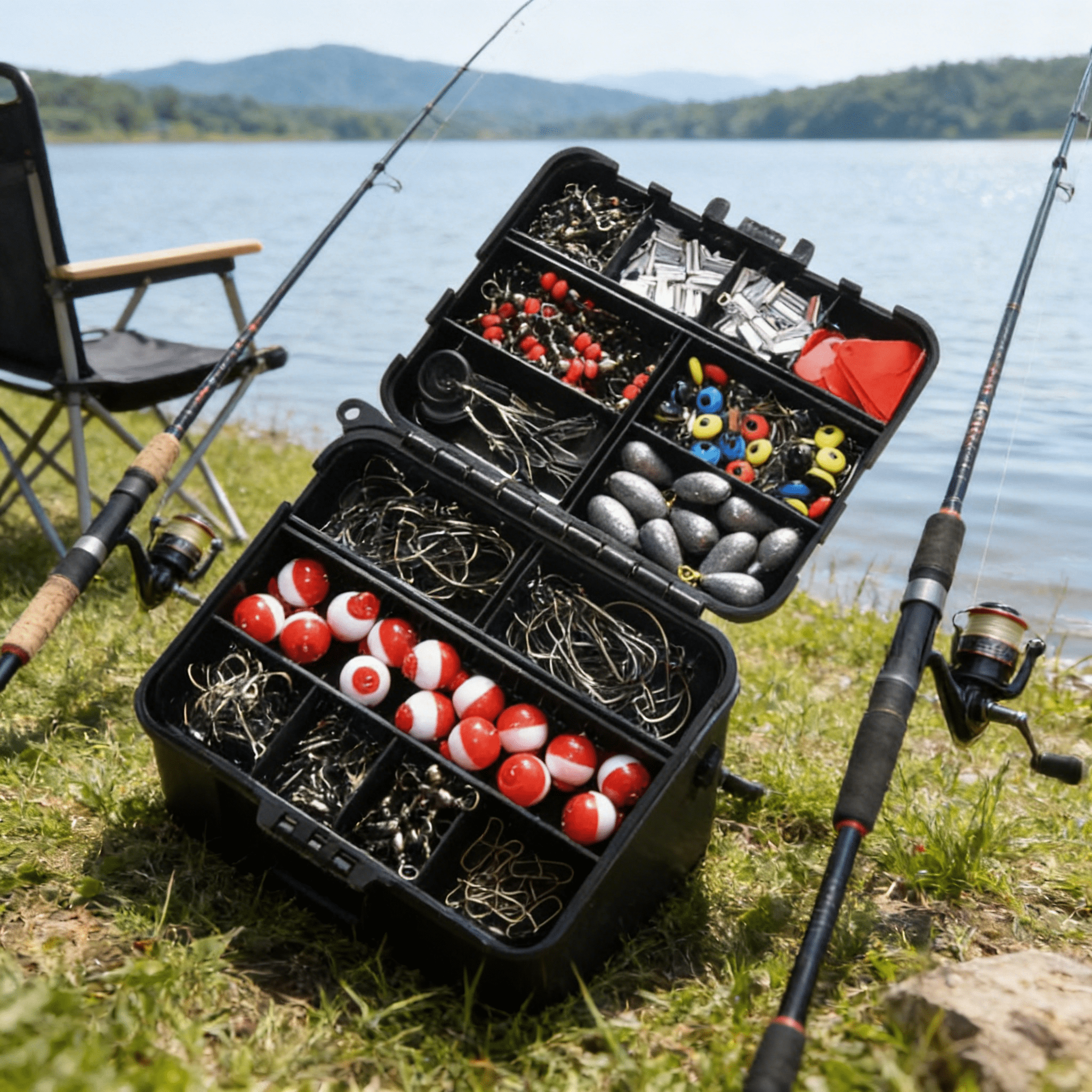 BESTSKY 2026 New 264Pcs Fishing Accessories Set with Tackle Box Including Plier Hooks Weight Swivels Snaps Slides Ice Sleds Large Clam Sea Bass Rigs,For Lake,River,Pond,Freshwater,Saltwater Fishing