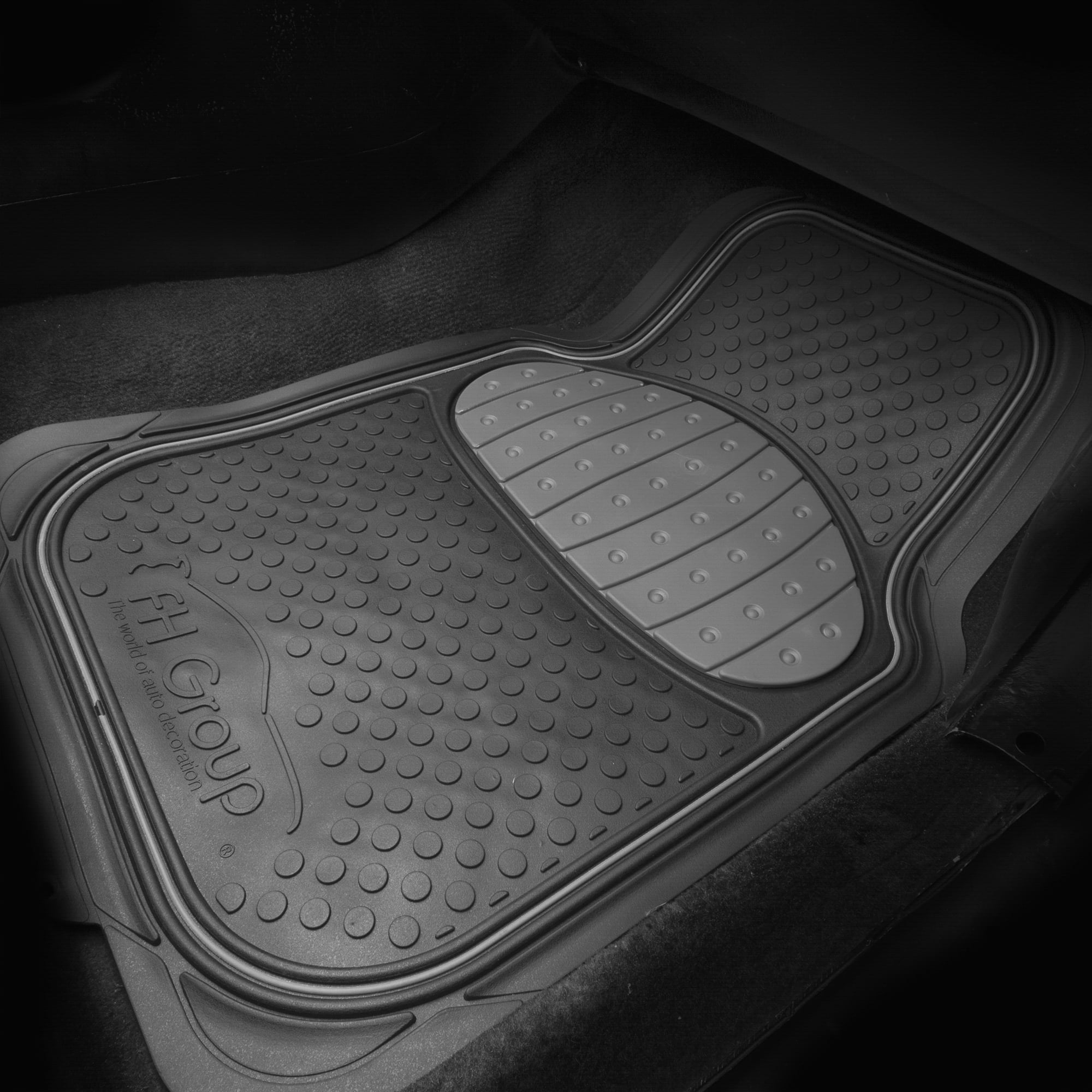 FH Group Climaproof Rubber Gray Car Floor Mats, Universal Fit 3pc Full Set with Air Freshener