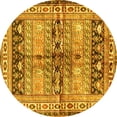 thumbnail image 1 of Ahgly Company Machine Washable Indoor Round Persian Yellow Traditional Area Rugs, 4' Round, 1 of 4