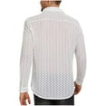 thumbnail image 3 of FAIWAD Men's See Through Lace Shirt Soft Mesh Button T-Shirts Hollow Out Long Sleeve Casual Top, 3 of 6