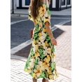 thumbnail image 6 of Women'S Summer Maxi Dress Short Sleeve V Neck Casual Loose Long Beach Split Dresses Green S, 6 of 7