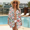 thumbnail image 3 of SCRAWLGOD Floral Butterfly 3/4 Sleeve Cardigan Shirt for Women Plus Size Cardigan for Women S Women's Blouses & Button Up Shirts Aesthetic Button Down Shirts, 3 of 7