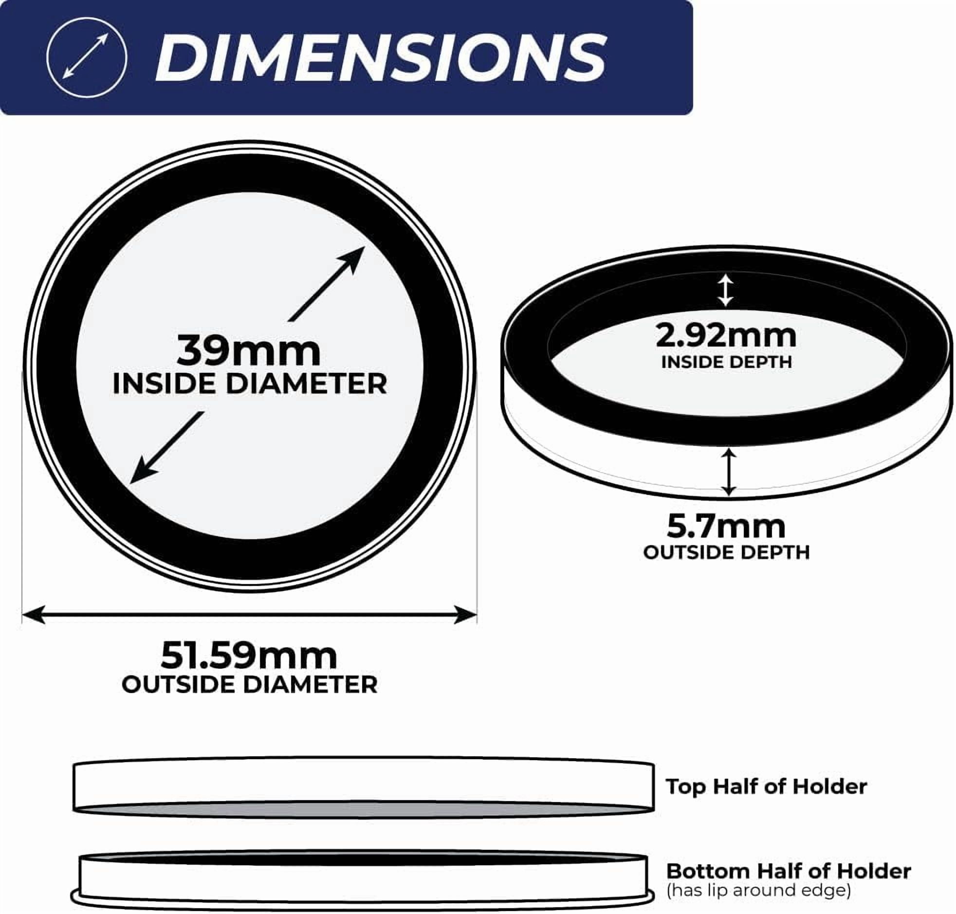 OnFireGuy 100-Pack 39mm Black Ring Coin Holders for Silver Rounds | Protective Coin Cases for 1oz Silver and Copper Rounds