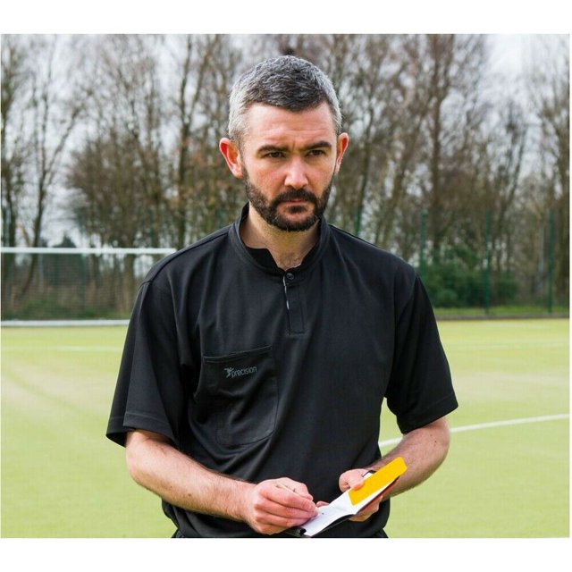 Precision - Polo de Árbitro de Fútbol para Adultos (Negro/Blanco)