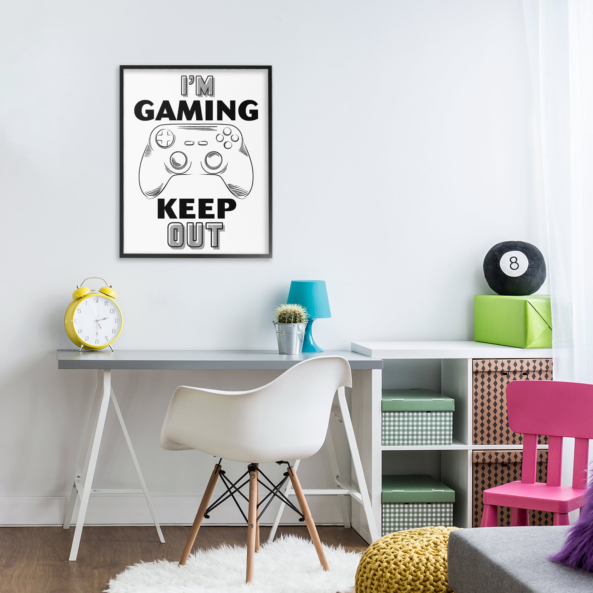 Stupell Industries Gaming Keep Out Black Framed Giclee Art, design by Marcus Prime